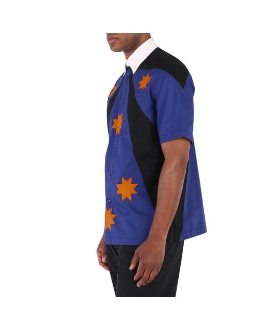 Burberry Blue Bright Short-Sleeve Star Detail Shirt for men