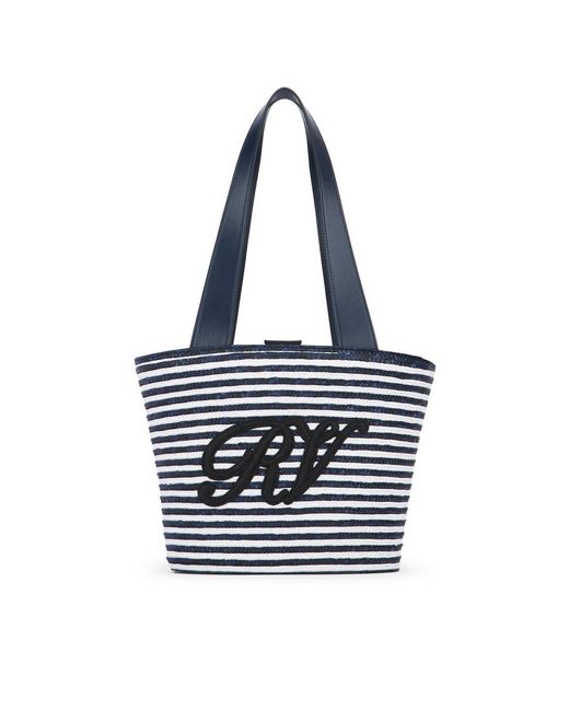 Roger Vivier Blue Rv Straw Panier Small