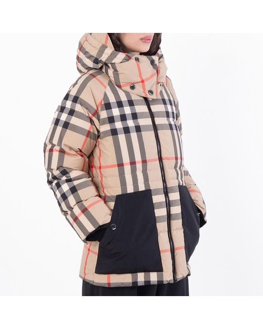 Burberry Natural Checked Hooded Puffer Jacket for men