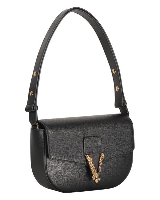 Versace Black Leather Shoulder Bag for men