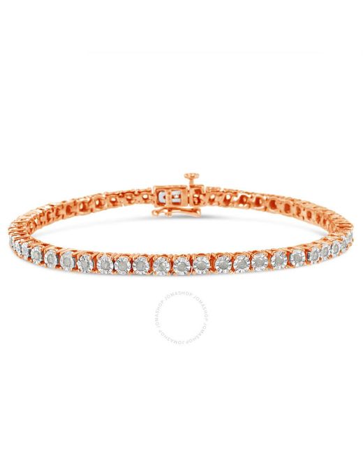 Haus of Brilliance Brown 10k Re Gold Plated .925 Sterling Silver 1.0 Cttw Miracle-set Diamond Round Faceted Bezel Tennis Bracelet