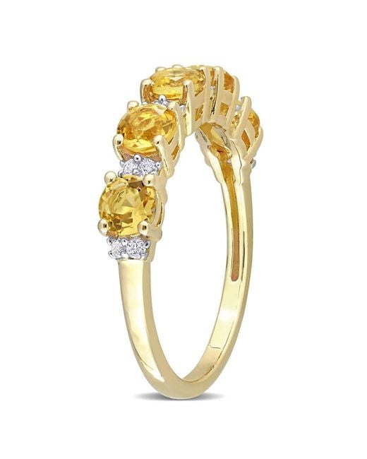 Amour Metallic 1 3/5 Ct Tgw Citrine And Topaz Semi Eternity Ring