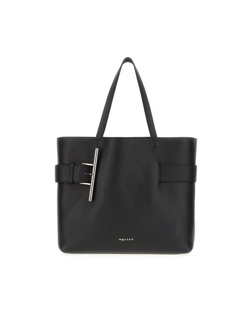 Alexander McQueen Black Leather Shopping Bag