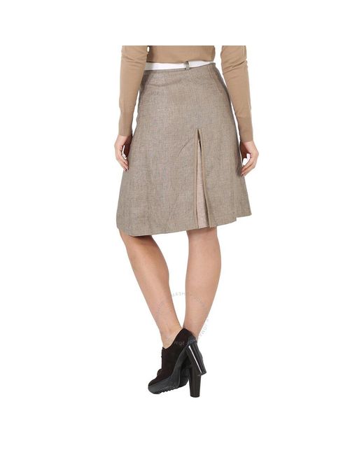 Burberry Natural Contrast Seam And Box-pleat Detail Line A-line Skirt
