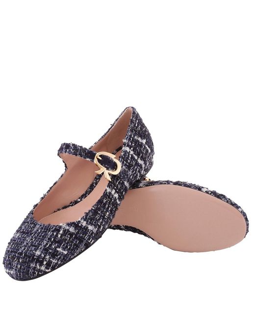 Gianvito Rossi Blue Mary Ribbon 05 Ballerinas Shoes