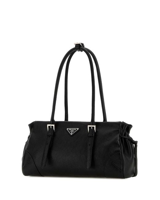 Prada Black Leather Medium Bonnie Shoulder Bag