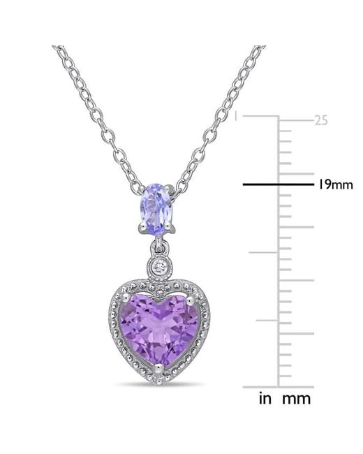 Amour Metallic Diamond, Tanzanite, And Heart Shaped Amethyst Pendant With Chain for men