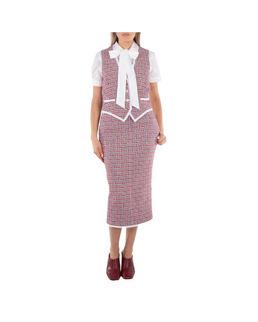 Thom Browne Women's Purple Ladies Check Summer Tweed Midi Vest Pencil Dress,  Brand Size 40 (Us Size 4) - coffeafoods.com