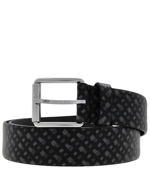 Boss Black Monogram Leather Golf Belt, Cm for men