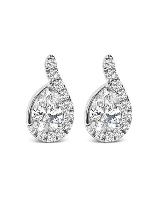 Haus of Brilliance Metallic 14K 5/8 Cttw Lab Grown Diamond Tear Drop Halo Stud Earring