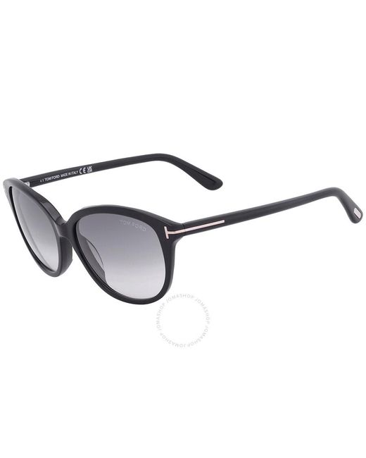 Tom Ford Black Karmen Smoke Gradient Oval Sunglasses Ft0329 01b 57