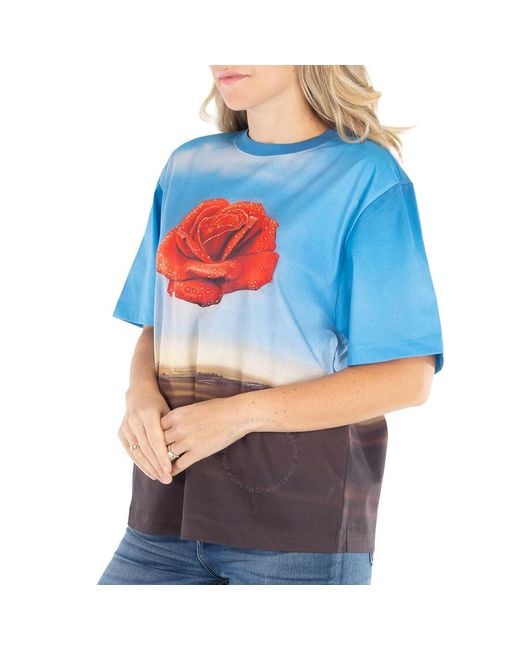 Rabanne Blue X Salvador Dali Meditative Rose-print T-shirt