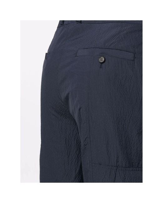 Ferragamo Blue Multi-Pocket Seersucker Trousers for men