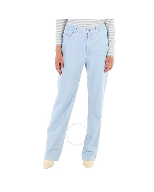 Burberry Blue Light Indigo Straight Fit Washed Denim Jeans