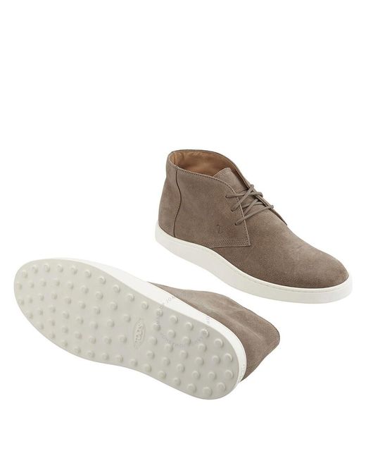 Tod's Brown Peat Suede Desert Boots for men