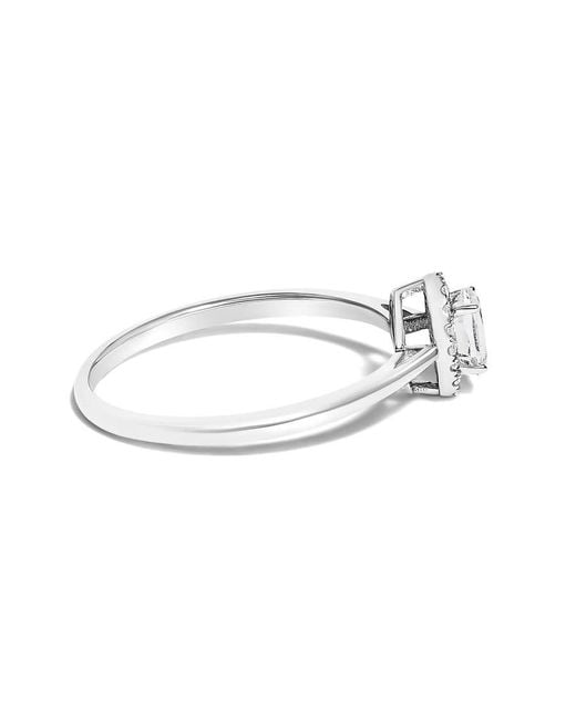 Haus of Brilliance White 10K 5X3Mm Oval Topaz And Diamond Accent Halo Ring (I-J Color, I1-I2 Clarity)
