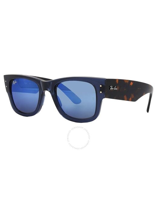 Ray-Ban Mega Wayfarer Blue Mirror Square Sunglasses Rb0840s 6638o4 51