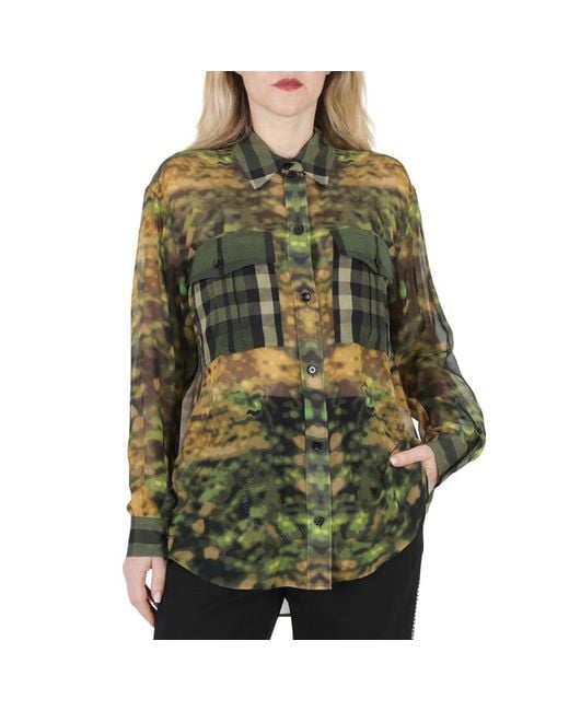 Burberry Green Dark Fern Ferne Check Camouflage Shirt