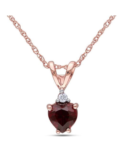 Amour Metallic Heart Shaped Garnet And Diamond Pendant With Chain for men