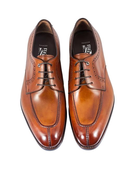 NEW SALVATORE FERRAGAMO men\'s tullio leather derby shoes in brown Ferragamo Tullio Leather Derby Shoes in Brown for Men | Lyst main image 2