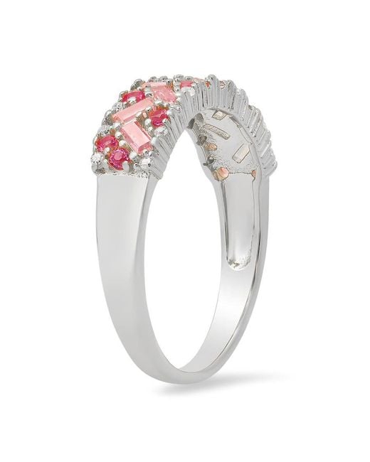 Kylie Harper Pink Sterling Sapphire Cz Ombre Baguette-Cut Band Ring