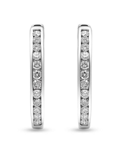 Brilliant Diamond White Sterling Accent Lab Grown Diamond Hoop Earrings For