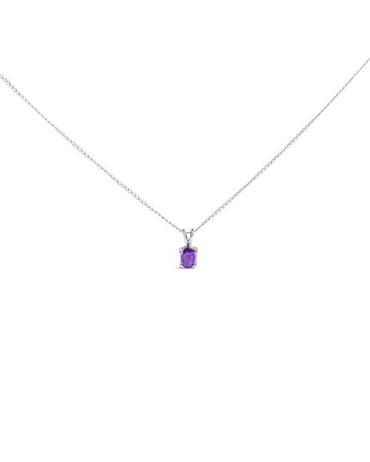 Haus of Brilliance Metallic 14K 6X4Mm Oval Shaped Amethyst Solitaire Pendant Necklace