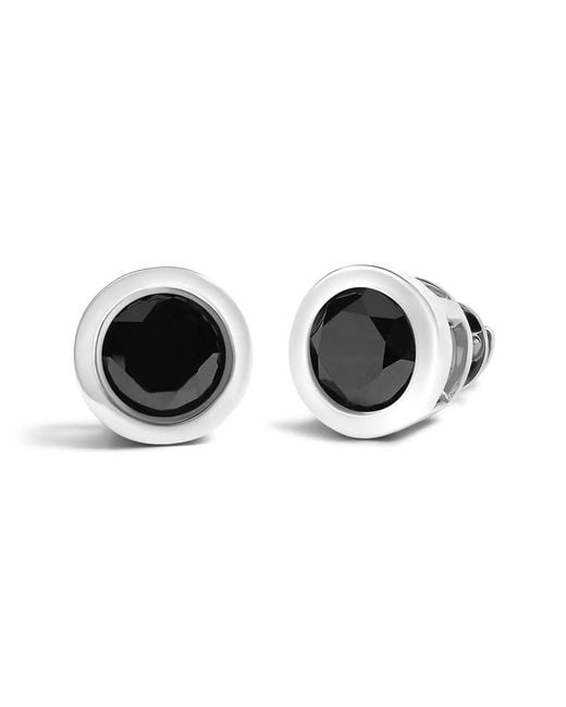 Haus of Brilliance Black 925 Sterling 9 1/2 Cttw Round Brilliant-Cut Diamond Stud Earrings With Screw Backs for men