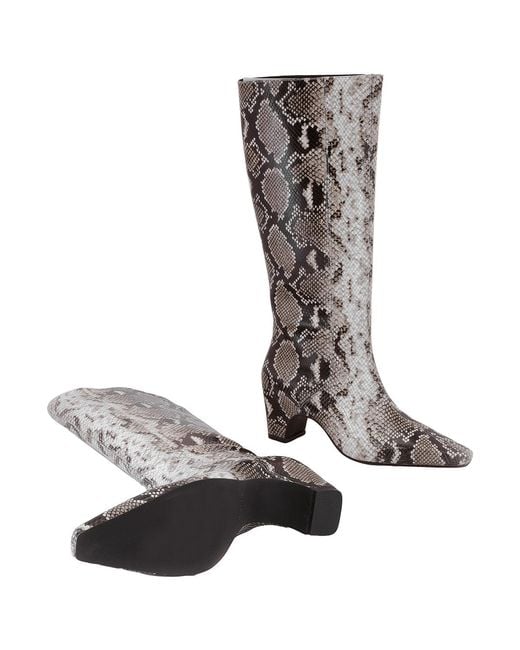 St. Agni Gray Python Print Leather High Boots, Brand Size 36 Us