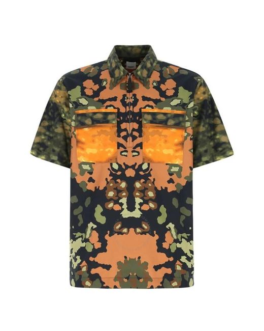Burberry Brown Santon Camouflage Printed Cotton Shirt for men