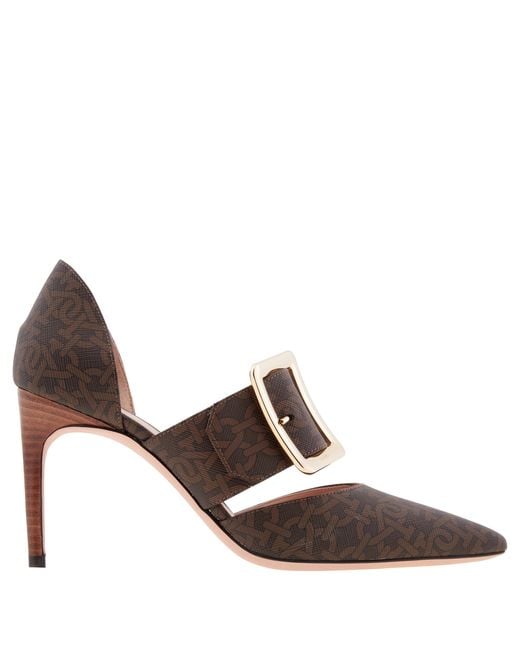 Bally Brown Jessye 85 Buckle Monogram Pumps