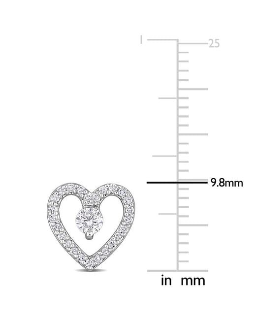 Amour Metallic 1/3 Ct Tgw Topaz And 1/5 Ct Tdw Diamond Open Heart Stud Earrings