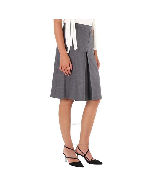 Burberry Gray Charcoal Box Pleated Detail A-Line Skirt, Brand Size 10 (Us