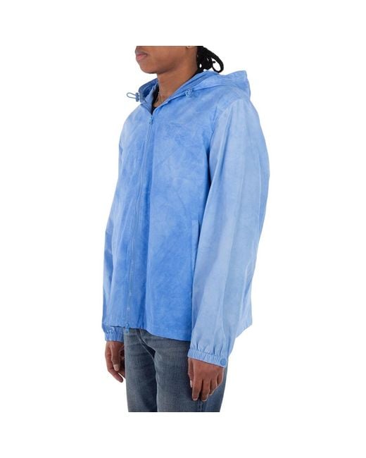 Burberry Blue Ekd Technical Cotton Hooded Jacket for men