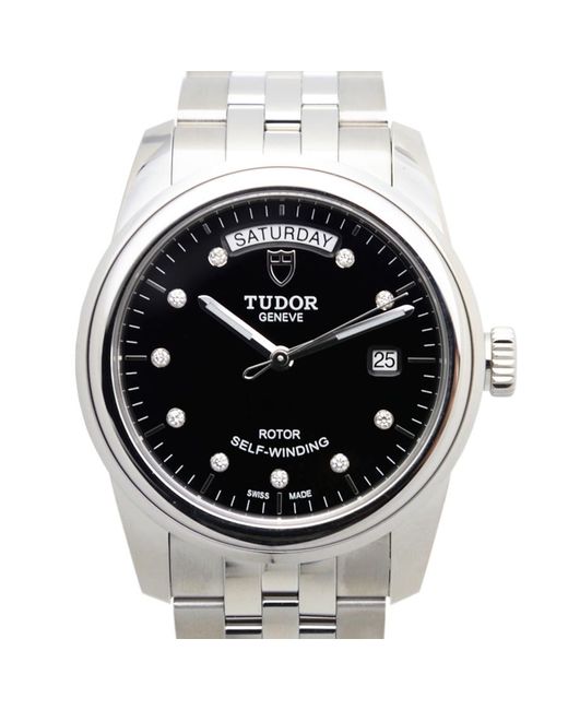 Tudor Metallic Glamour Date Automatic Diamond Black Dial Watch -bk