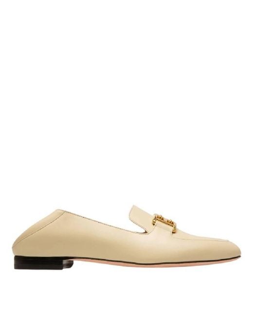 Bally Natural Ellah Flat Leather Loafers, Brand Size 40 Us