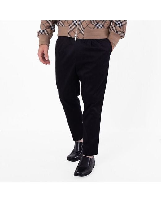AMI Black Elasticated-Waist Cropped Trousers for men