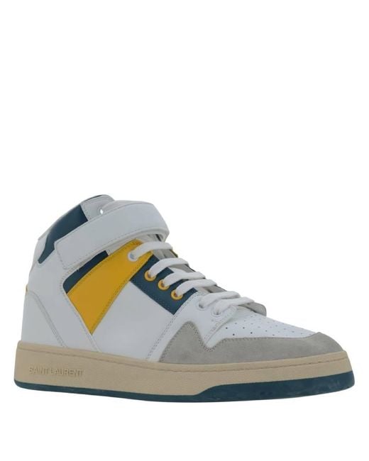 Saint Laurent Blue Lax Colour-Block Mid-Top Sneakers, Brand Size 40 Us for men