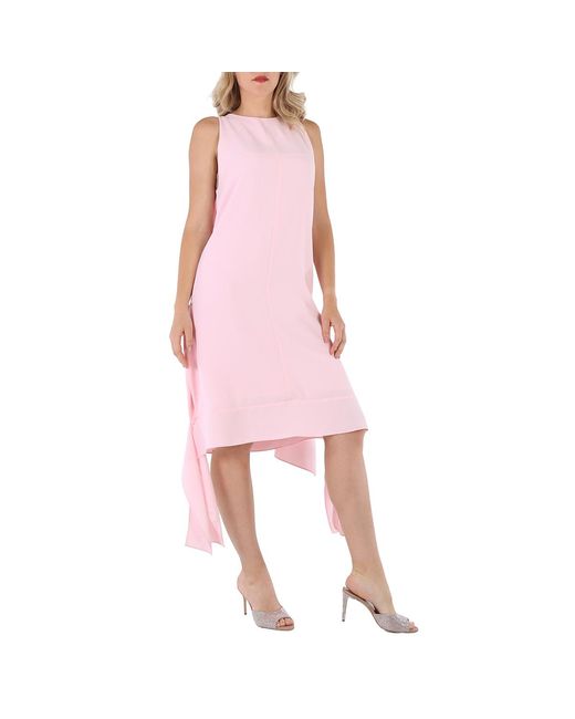 Burberry Pink Pale Candy Drape Detail Satin Crepe Shift Dress, Brand Size 4 (Us
