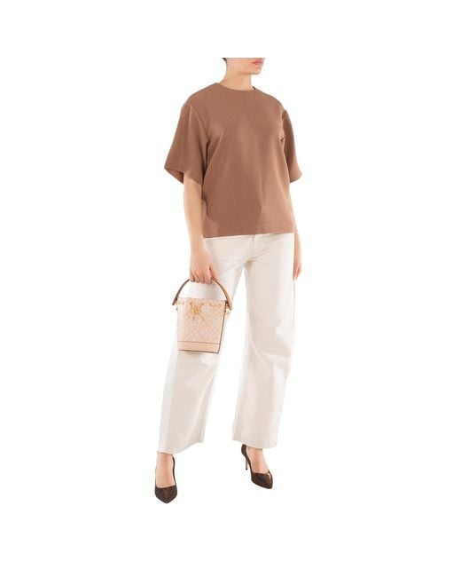 Tory Burch Pink Mini T Monogram Embossed Bucket Bag