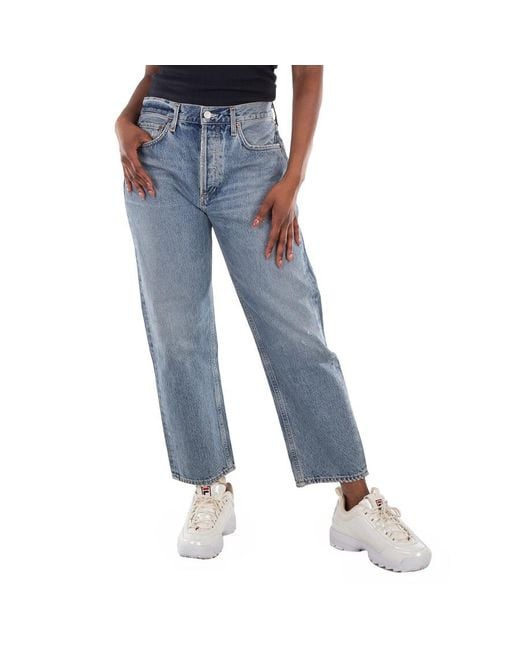 Agolde Blue Ladies Parker Low Slung Vintage Straight Jeans