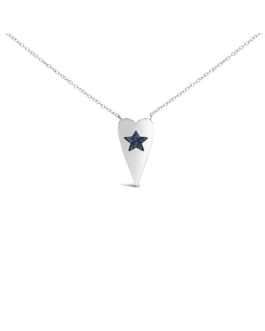 Haus of Brilliance White 925 Sterling Diamond Heart With Star Pendant Necklace