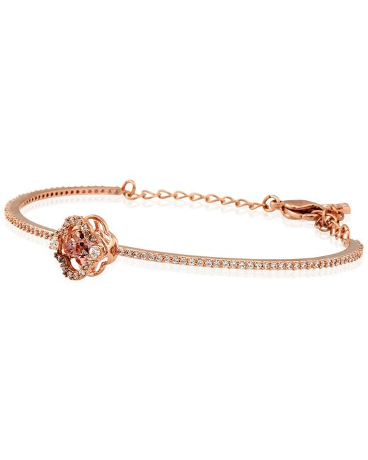 Swarovski Pink Rose- Tone Plated Sparkling Dance Clover Bangle