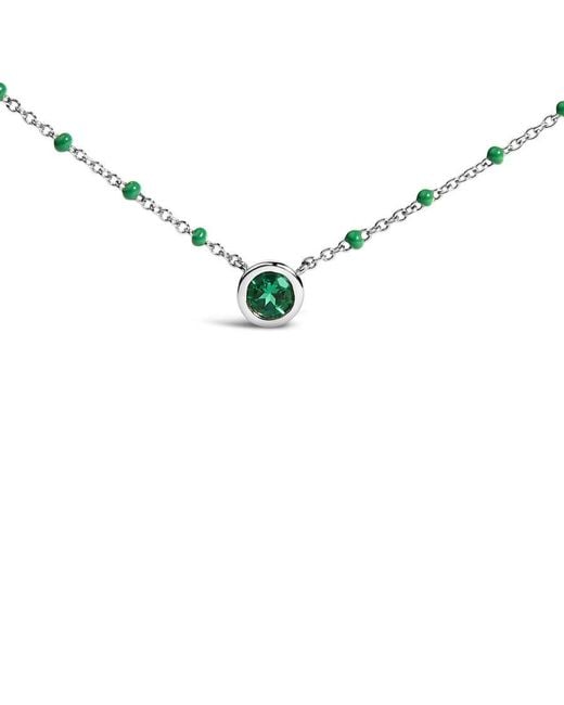 Haus of Brilliance Metallic Sterling Lab Created Emerald Bead Chain Necklace