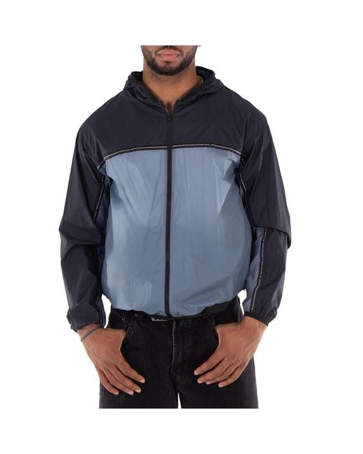 Fendi Blue Windbreaker Long Sleeve Hooded Jacket, Brand Size 48 (Us for men