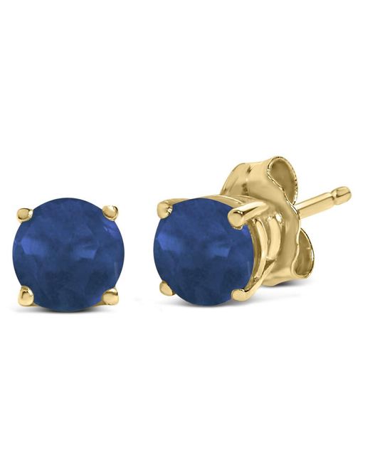 Haus of Brilliance Blue 14K 5X5Mm Round Sapphire Solitaire Stud Earrings