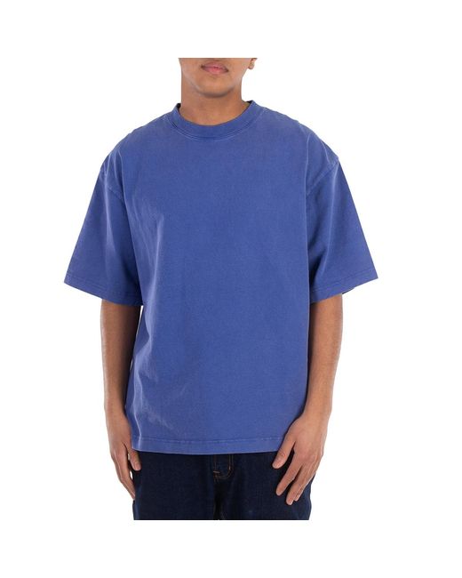 Axel Arigato Blue Typo Embroidered Cotton T-Shirt for men