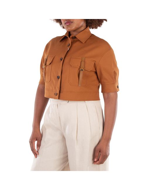 Max Mara Brown Agiate Cropped Stretch-Cotton Jacket, Brand Size 38 (Us for men