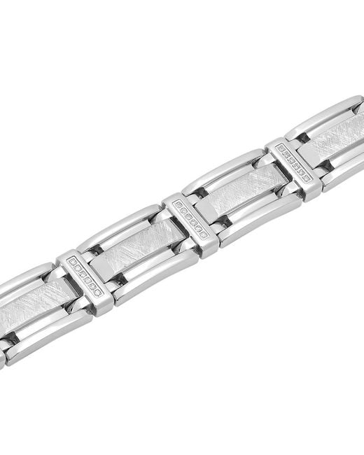 Robert Alton Metallic 1/4Ctw Diamond Stainless Steel Link Bracelet for men