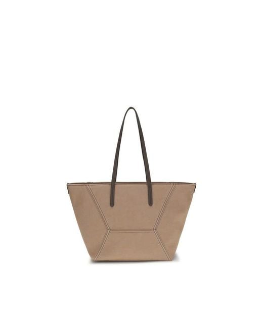 Brunello Cucinelli Brown Cotton Canvas Shoulder Bag